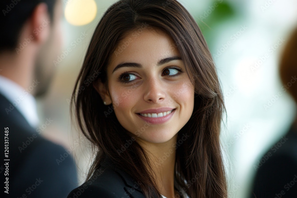 Cheerful businesswoman having a discussion with her colleagues, Generative AI Cheerful businesswoman having a discussion with her colleagues, Generative AI