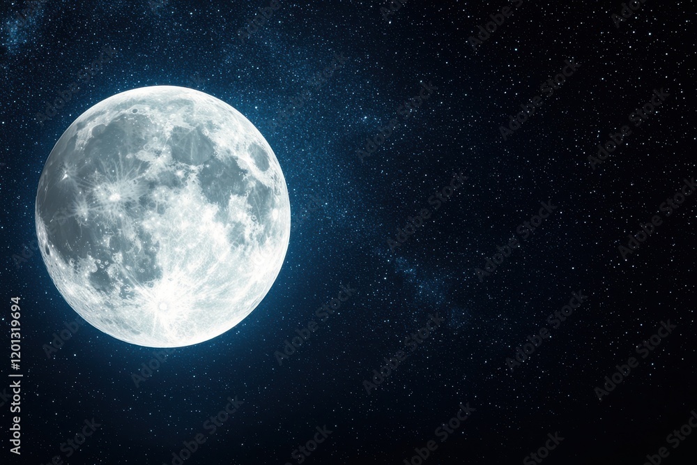 Obraz premium Full moon illuminating the night sky astronomy event starry background celestial view nature photography