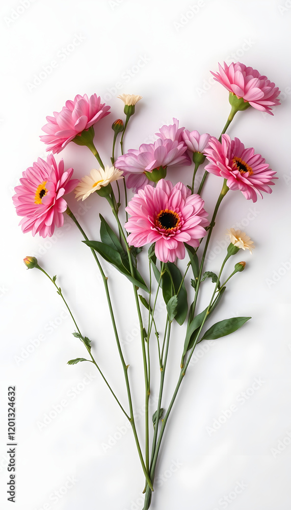 Flowers on a white background, magazine photoshoot Flowers on a white background, magazine photoshoot