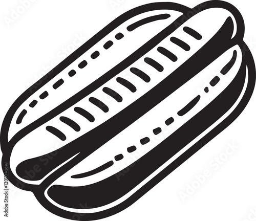 A high-quality silhouette vector of a hot dog, perfect for fast food branding, restaurant menus, snack designs, and creative culinary projects.