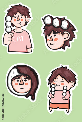 dango japanese street food character cartoon