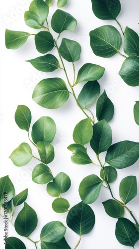 Elegant green leaf branch on a light background showcasing nature's beauty an...