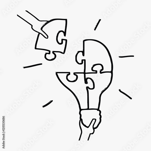 Creative ideas, light bulb doodle, illustration vector