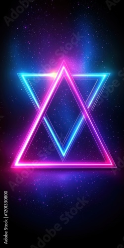 Dynamic neon triangle shapes abstract background graphic design dark environment futuristic concept