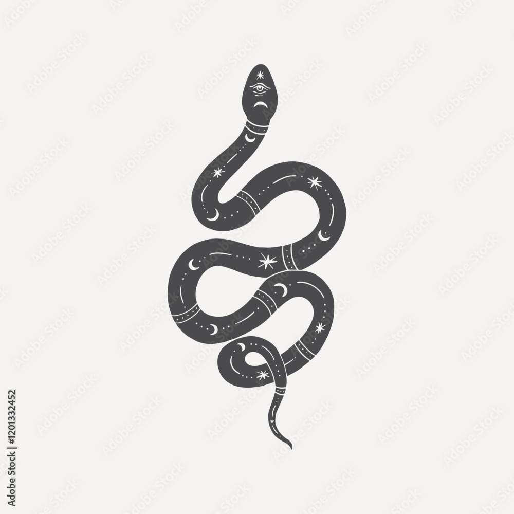 Astral snake, spiritual illustration vector Astral snake, spiritual illustration vector