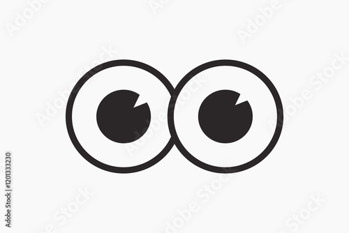 Cartoon eyes retro line illustration, collage element vector