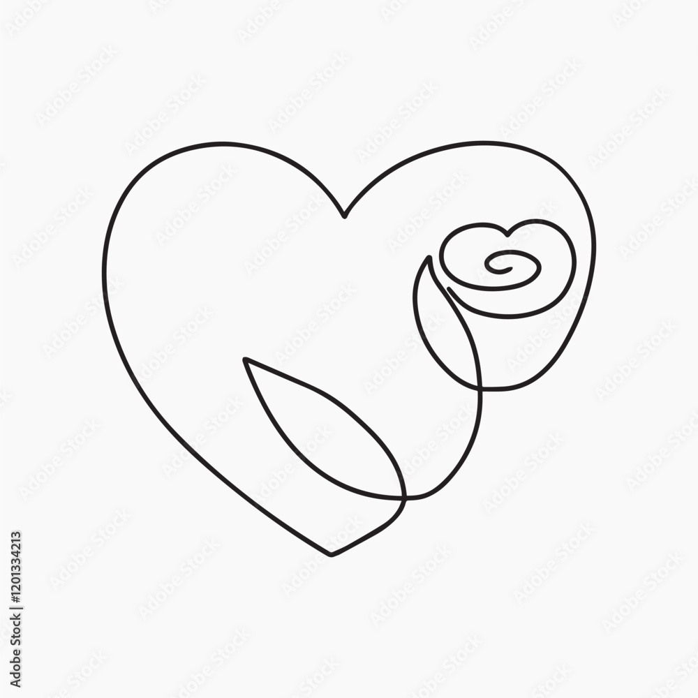 Valentine's rose, minimal line art illustration vector Valentine's rose, minimal line art illustration vector