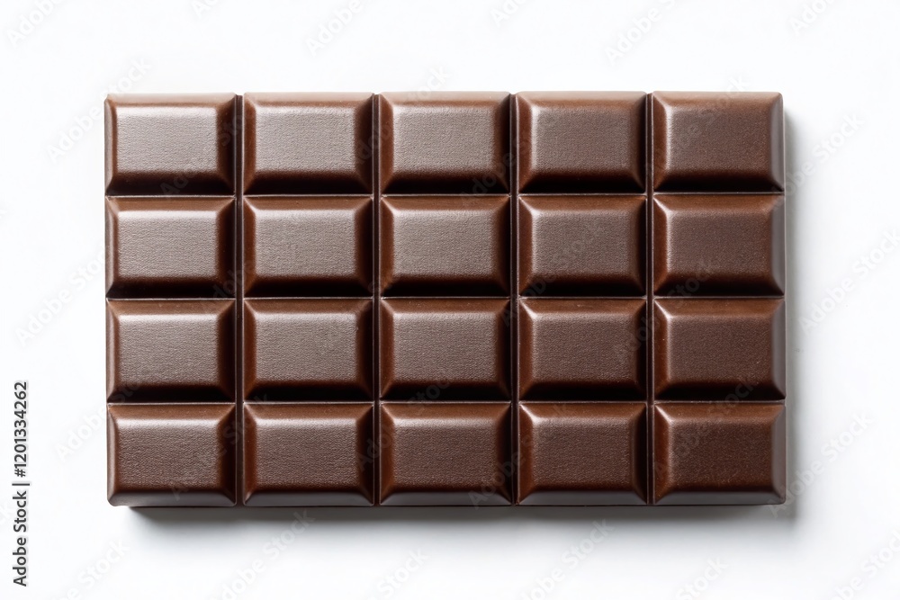 Minimalist Chocolate Bar, Isolated White Background - Sweet Treat Stock Photo Minimalist Chocolate Bar, Isolated White Background - Sweet Treat Stock Photo