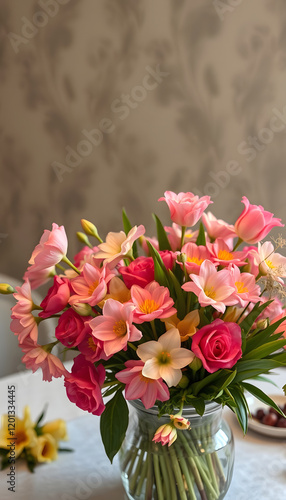 Wallpaper Mural spring bouquet, dinamic scene, with white tones Torontodigital.ca