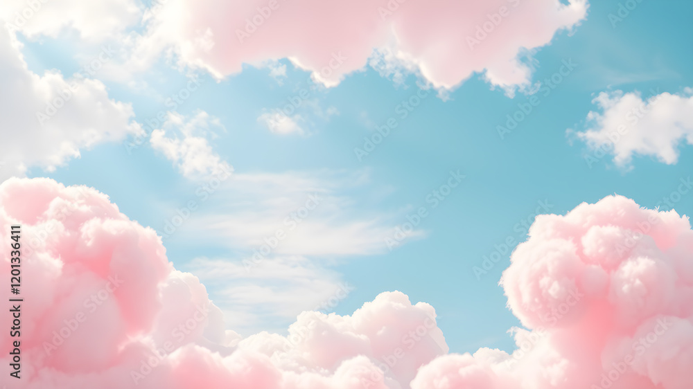 cloud background with childish cotton candy aspect. animation style with bright cheerful colors. Generative AI cloud background with childish cotton candy aspect. animation style with bright cheerful colors. Generative AI