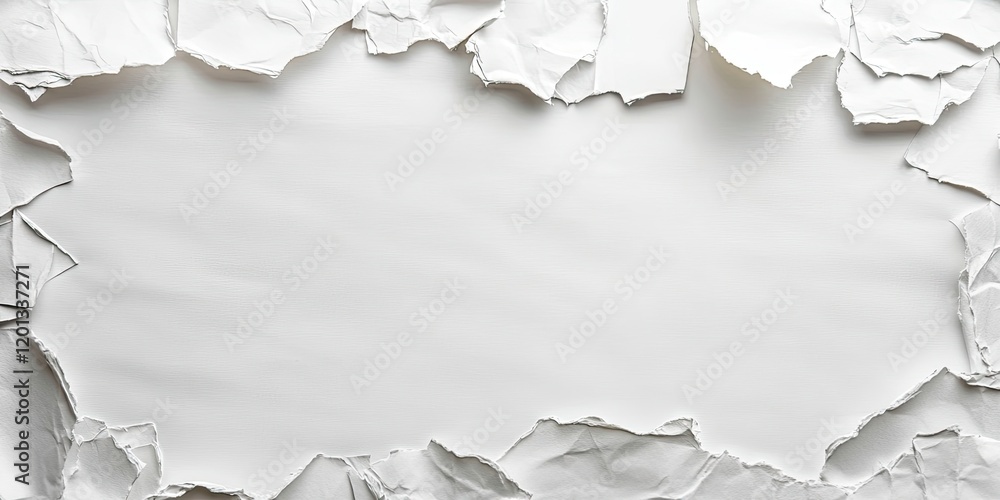 Rip torn paper frame with jagged edges framing a blank white space centered in the image ideal for copy space or creative projects Rip torn paper frame with jagged edges framing a blank white space centered in the image ideal for copy space or creative projects