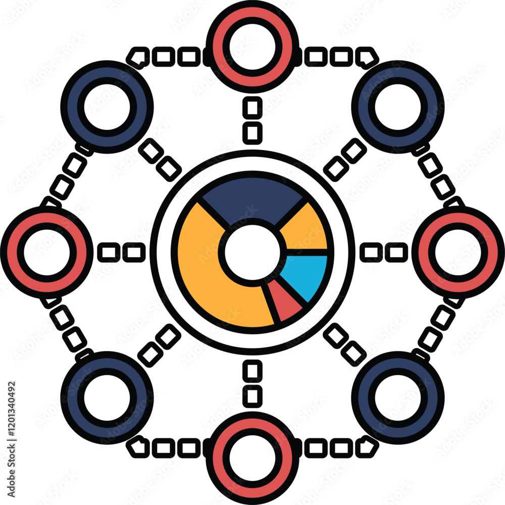 A graphic of a circle with many different circles surrounding it A graphic of a circle with many different circles surrounding it