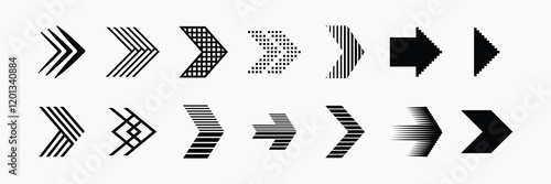 Collection of black arrow icons in various styles and directions for design projects needing directional symbols. Collection of black arrow icons and symbols. Various of simple black arrows icons