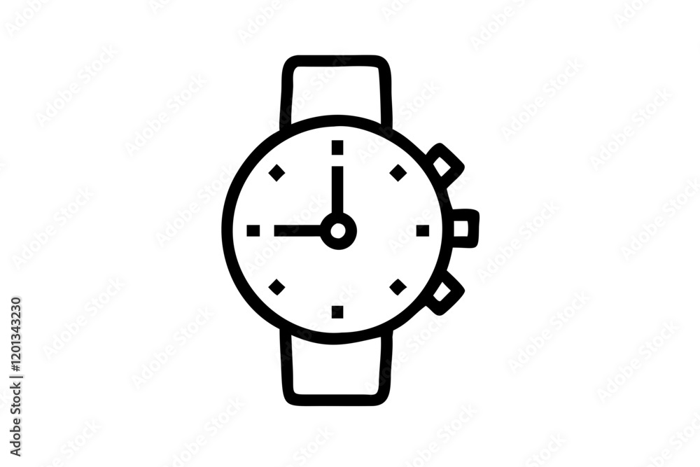 Watch Icon Vector Clipart Silhouette on White Background Watch Icon Vector Clipart Silhouette on White Background