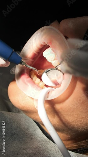 The work process of a dentist