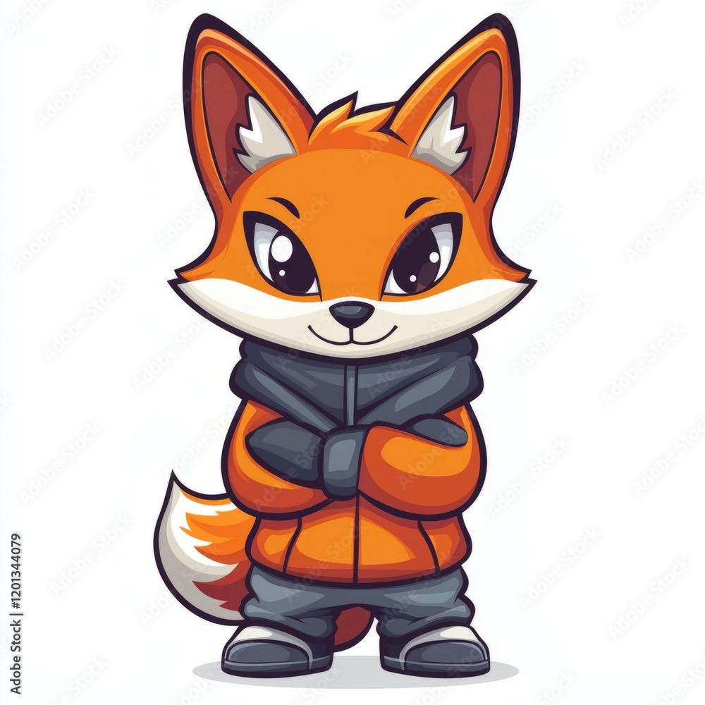 Obraz premium Adorable Fox Character Wearing Winter Clothing