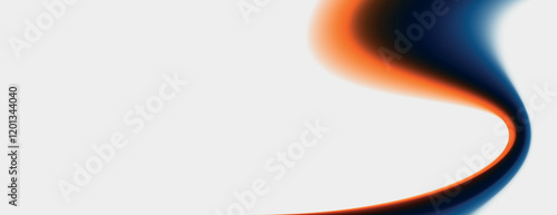 Abstract background with a smooth gradient flow. White background with vibrant orange and blue curves, creating a dynamic, fluid texture. Minimal abstract wavy gradient vector background