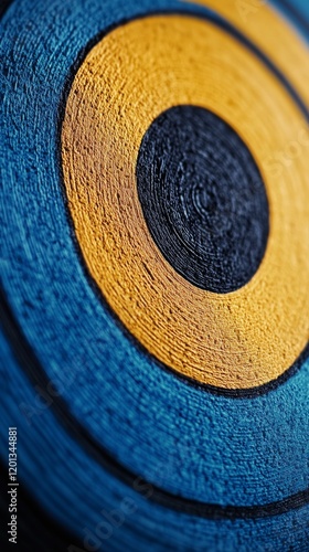 Colorful concentric circles showcasing vibrant blue and yellow patterns in a ...