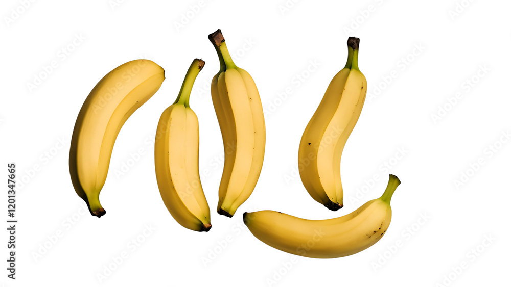 Four ripe yellow bananas isolated transparent background fresh fruit healthy snack Four ripe yellow bananas isolated transparent background fresh fruit healthy snack