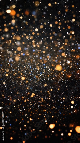 Golden bokeh lights sparkling against a dark background creating an enchantin...