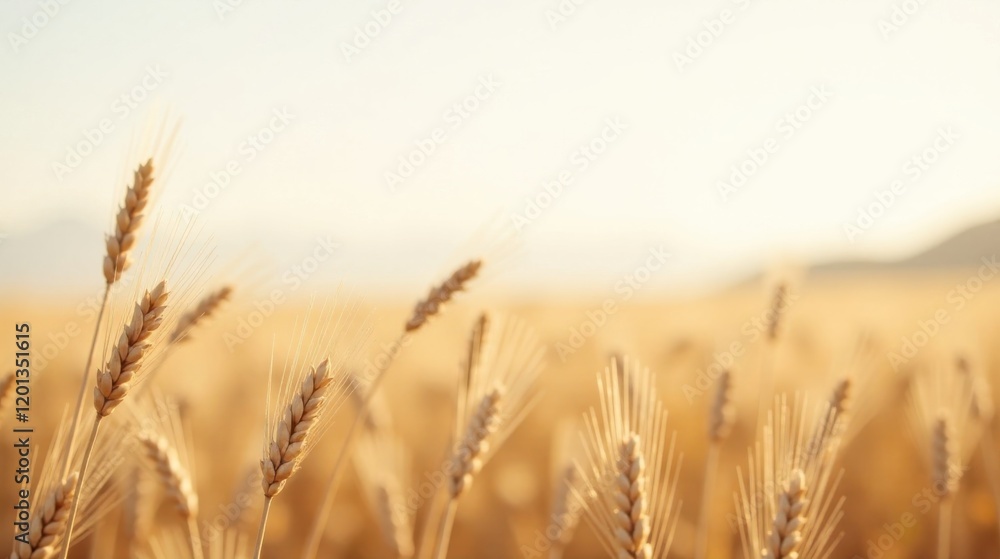 Golden Wheat Field at Sunset A Serene Landscape of Ripe Grain Stalks Golden Wheat Field at Sunset A Serene Landscape of Ripe Grain Stalks
