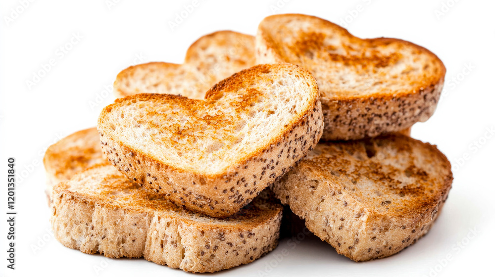 A stack of mini heart-shaped sandwiches made from white and whole-grain bread, isolated on white A stack of mini heart-shaped sandwiches made from white and whole-grain bread, isolated on white