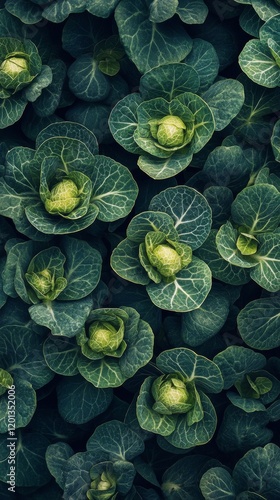 Green succulent plants arranged densely create a lush, vibrant display in nat...