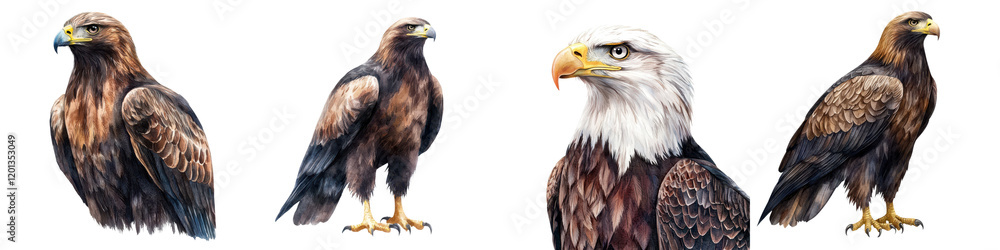 Majestic Bald Eagles in Powerful Hunting Pose Majestic Bald Eagles in Powerful Hunting Pose