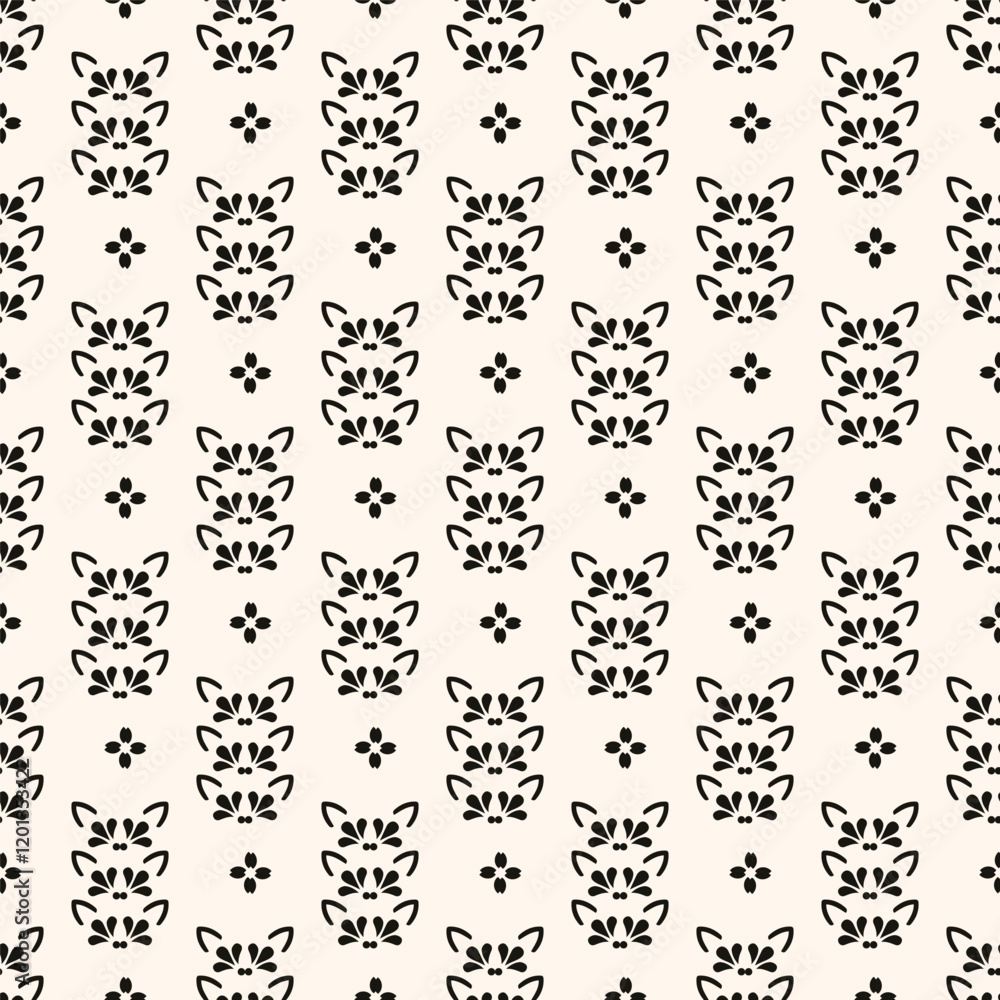 Universal vector seamless pattern. Simple light geometric texture with small floral shapes. Design element for decor, prints, textile, furniture, web. Universal vector seamless pattern. Simple light geometric texture with small floral shapes. Design element for decor, prints, textile, furniture, web.