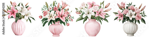 Stunning Floral Bouquets in Pastel Vases Showcasing Beautiful Blooms and Natural Elegance