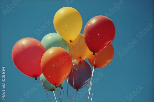 Colorful hot air balloons floating gracefully in a clear sky on a sunny day