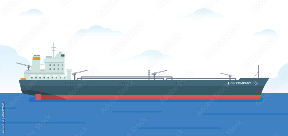 Fototapeta premium Oil Tanker Ship Vector Illustration. Fully Editable Element. Easy to Edit and Customize 