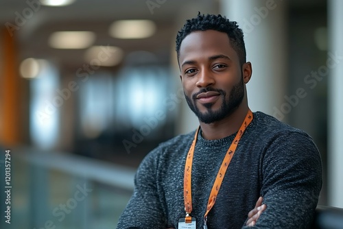 Professional Environment Confident Black Man in Casual Attire Photography photo