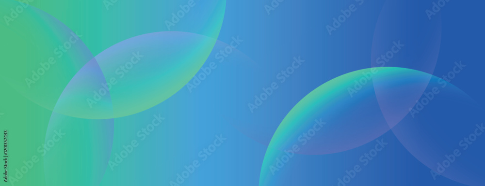 Abstract background with a blue and green gradient. The background features overlapping translucent circles, creating a smooth texture. Minimal abstract circles vector gradient background
