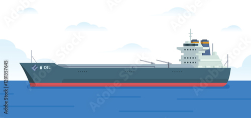 Oil Tanker Ship Vector Illustration. Fully Editable Element. Easy to Edit and Customize 