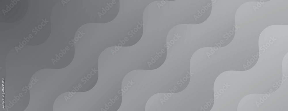 Gray wavy background with a smooth texture. The background features gray color with a subtle gradient, creating a modern and sleek look. Minimal abstract gradient wavy line vector background