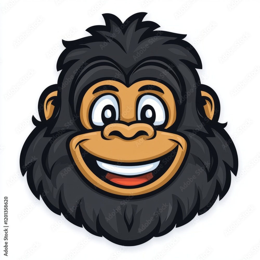 Obraz premium Happy Cartoon Chimpanzee Face Smiling Widely