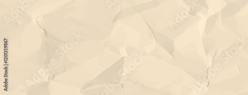 Beige background with a crumpled paper texture. The background features a soft beige color, adding a vintage, textured look. Minimal crumple paper texture vector background