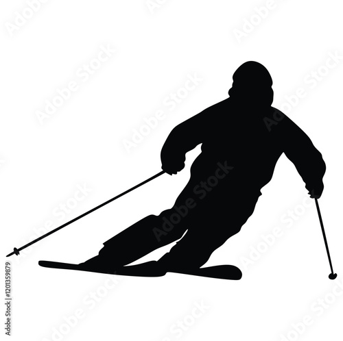 Silhouette of a skier in winter. Ski silhouette isolated vector design
