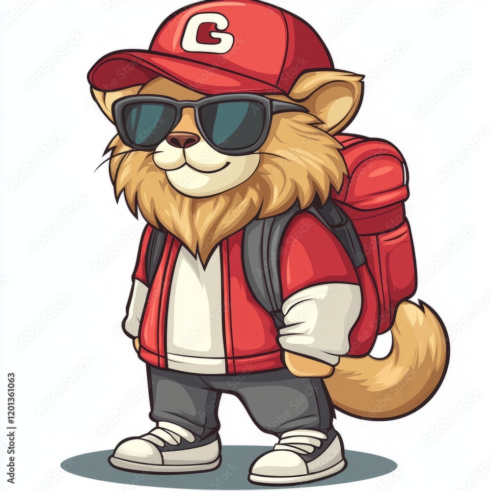 Cool Cat Traveler With Backpack And Sunglasses Cool Cat Traveler With Backpack And Sunglasses