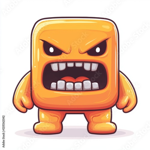 Angry Orange Square Creature Character Design photo