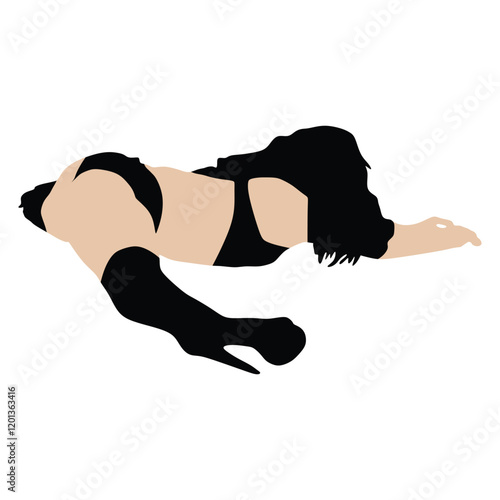 Vector silhouette of girl and pole on a white background. Pole dance illustration for fitness, striptease dancers, exotic dance.