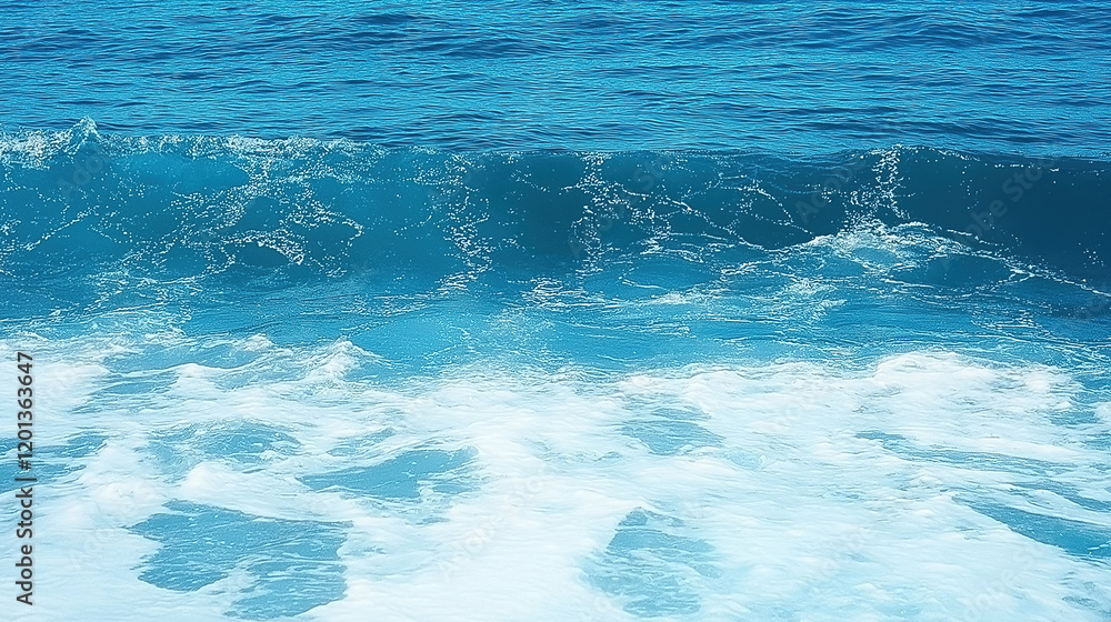 Pure blue turquoise water texture of the ocean sea with foam from and waves Pure blue turquoise water texture of the ocean sea with foam from and waves