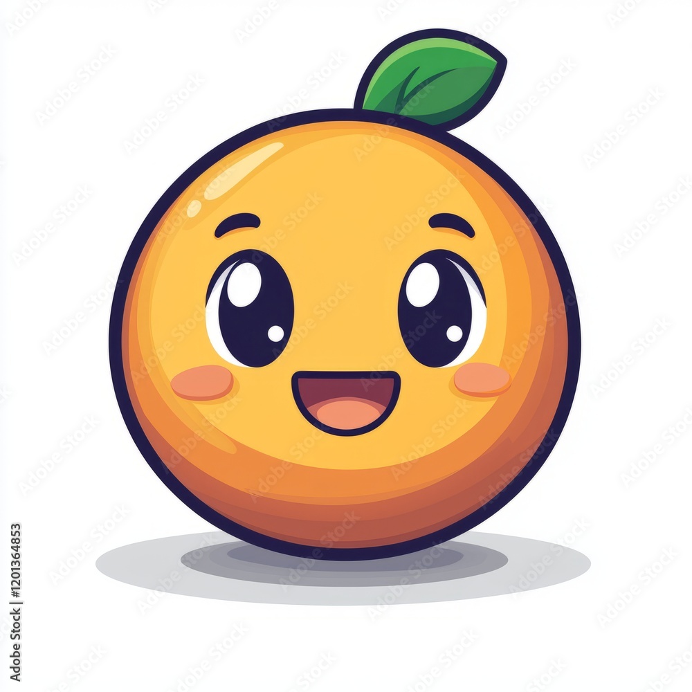 Happy Orange Cartoon Character Smiling Brightly Happy Orange Cartoon Character Smiling Brightly