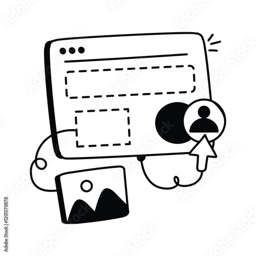 Icon of a web home page layout with design and content elements