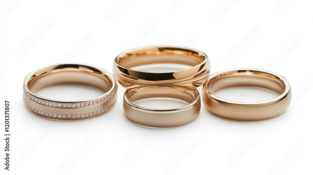 Gold Wedding Rings on White Background Generative AI Gold Wedding Rings on White Background Generative AI