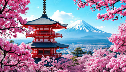 japanese temple in spring