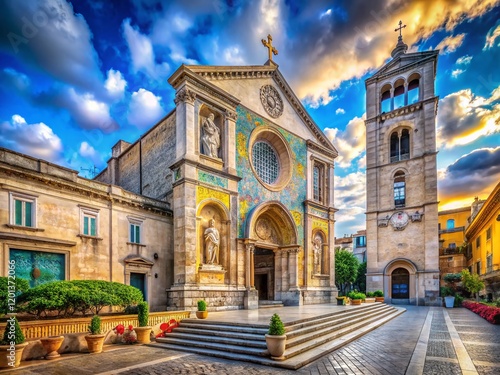 Naples Monastery Santa Chiara Church Architectural Detail, King Robert's Tomb, Italy photo