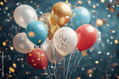 Colorful balloons with confetti celebrating a festive occasion for joy and fun