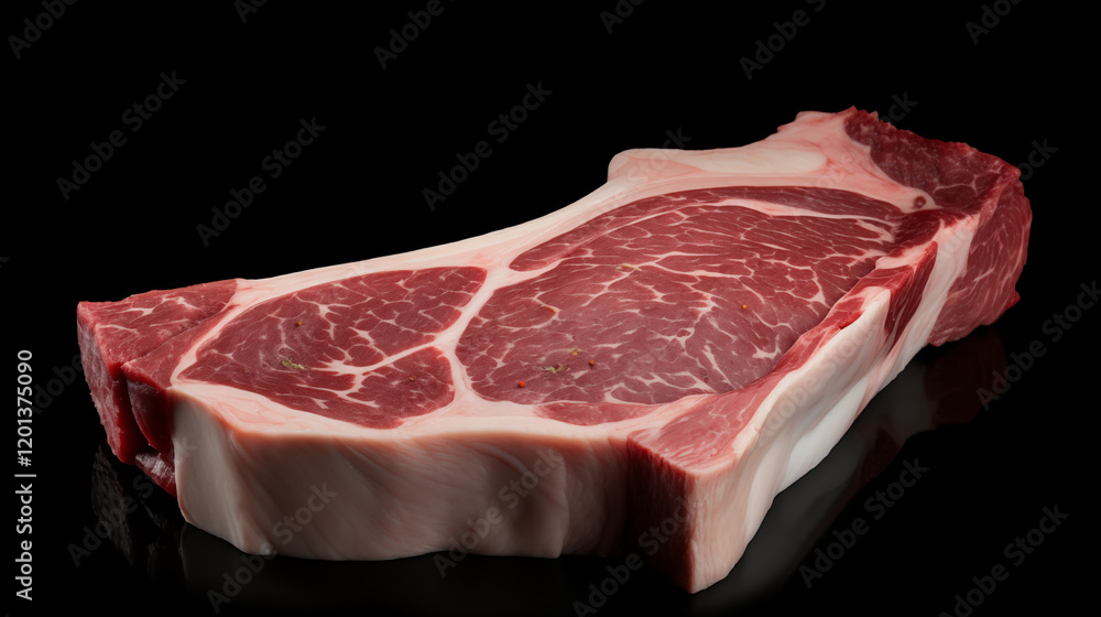 Fototapeta premium Prime Porterhouse Steak on Black Background with Professional Lighting